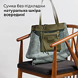 Шопер Takeasy Оливковий - Італійська жіноча м’яка сумка-шопер із натуральної шкіри без підкладки на блискавці з внутрішньою, фото 5