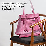 Жіноча Сумка-Шоппер на Блискавці з Натуральної Шкіри TAKEASY Рожевий Зроблено в ІТАЛІЇ Містка М'яка Без підкладки З кишенею, фото 6