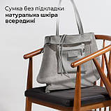Жіноча Сумка-Шоппер на Блискавці з Натуральної Шкіри TAKEASY Сірий Зроблено в ІТАЛІЇ Містка М'яка Без підкладки З кишенею, фото 6