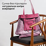 Жіноча Сумка-Шоппер на Блискавці з Натуральної Шкіри TAKEASY Фуксія Зроблено в ІТАЛІЇ Містка М'яка Без підкладки З кишенею, фото 6