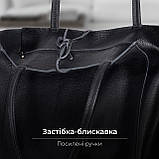 Шопер Takeasy Чорний - Італійська жіноча м’яка сумка-шопер із натуральної шкіри без підкладки на блискавці з внутрішньою кишенею, фото 3