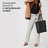 Шопер Takeasy Чорний - Італійська жіноча м’яка сумка-шопер із натуральної шкіри без підкладки на блискавці з внутрішньою кишенею, фото 6