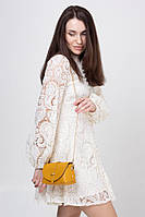 Крос-боді Takeasy Гірчичний - Італійська жіноча сумка барильце з натуральної шкіри на ланцюжку (ss220077_mus_TU)