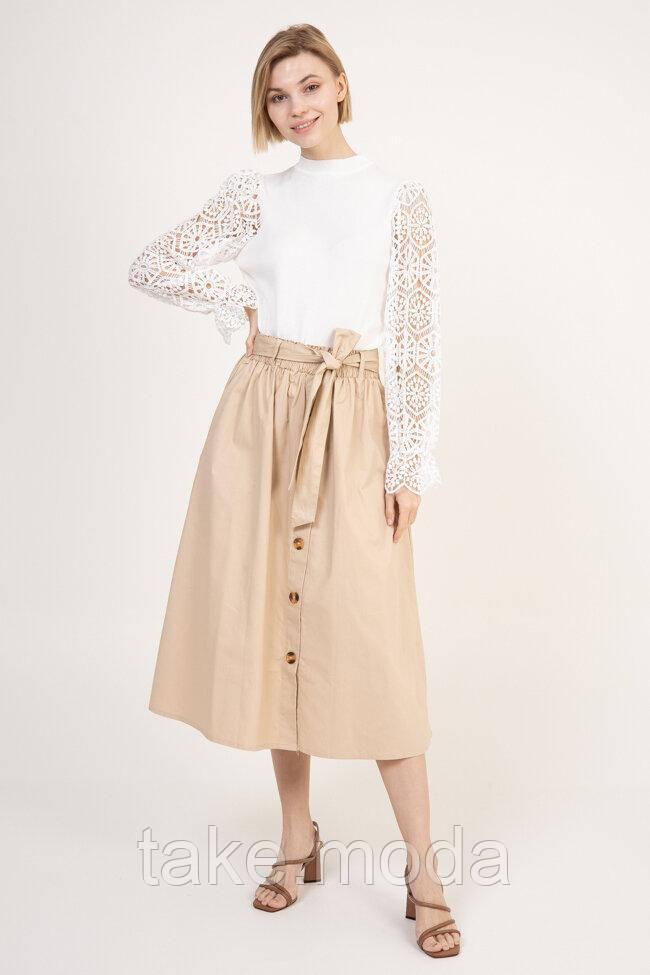 Спідниця А-силуету з пояском на талії Cosmoda L-XL Бежевий ss220159_bei_L-XL