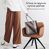 Шопер Takeasy Бронзовий - Італійська жіноча м’яка сумка-шопер із натуральної замші-металлік без підкладки на блискавці з, фото 4