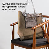 Жіноча Сумка-Шоппер на Блискавці з Натуральної Шкіри TAKEASY Блискучий бронзовий Зроблено в ІТАЛІЇ Містка М'яка Без підкладки З, фото 6