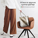 Жіноча Сумка-Шоппер на Блискавці з Натуральної Шкіри TAKEASY Блискучий платина Зроблено в ІТАЛІЇ Містка М'яка Без підкладки З, фото 5