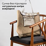 Жіноча Сумка-Шоппер на Блискавці з Натуральної Шкіри TAKEASY Блискучий платина Зроблено в ІТАЛІЇ Містка М'яка Без підкладки З, фото 6