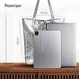 Шопер Takeasy Сріблястий - Італійська жіноча м’яка сумка-шопер із натуральної замші-металлік без підкладки на блискавці з, фото 2