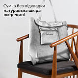 Шопер Takeasy Сріблястий - Італійська жіноча м’яка сумка-шопер із натуральної замші-металлік без підкладки на блискавці з, фото 5