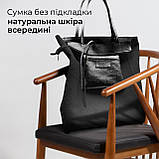 Жіноча Сумка-Шоппер на Блискавці з Натуральної Шкіри TAKEASY Блискучий чорний Зроблено в ІТАЛІЇ Містка М'яка Без підкладки З, фото 7