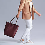 Шопер Takeasy Бургунді - Італійська жіноча м’яка сумка-шопер із натуральної шкіри без підкладки на блискавці з внутрішньою кишенею, фото 7