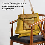 Жіноча Сумка-Шоппер на Блискавці з Натуральної Шкіри TAKEASY Гірчиця Зроблено в ІТАЛІЇ Містка М'яка Без підкладки З кишенею, фото 6