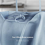 Шопер Takeasy Денім - Італійська жіноча м’яка сумка-шопер із натуральної шкіри без підкладки на блискавці з внутрішньою кишенею та, фото 3