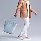 Шопер Takeasy Денім - Італійська жіноча м’яка сумка-шопер із натуральної шкіри без підкладки на блискавці з внутрішньою кишенею та, фото 7