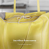 Шопер Takeasy Лимонний - Італійська жіноча м’яка сумка-шопер із натуральної шкіри без підкладки на блискавці з внутрішньою кишенею, фото 3