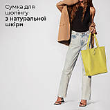 Шопер Takeasy Лимонний - Італійська жіноча м’яка сумка-шопер із натуральної шкіри без підкладки на блискавці з внутрішньою кишенею, фото 6
