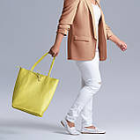 Шопер Takeasy Лимонний - Італійська жіноча м’яка сумка-шопер із натуральної шкіри без підкладки на блискавці з внутрішньою кишенею, фото 7