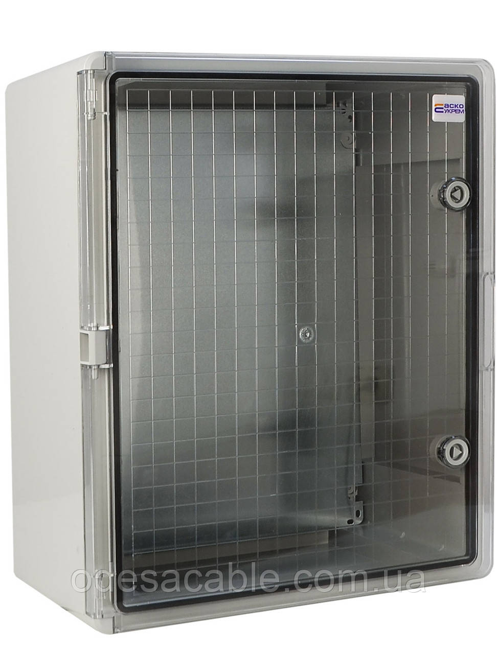 Корпус з АБС-пластику, ударостійкий, з монтажною панеллю, прозорі дверцята, 40*50*24, ІР65, серіїUBox