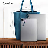 Шопер Takeasy Темно-синій з зеленим - Італійська жіноча м’яка сумка-шопер із натуральної шкіри без підкладки на блискавці з, фото 2