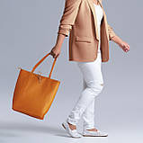 Шопер Takeasy Жовтогарячий - Італійська жіноча м’яка сумка-шопер із натуральної шкіри без підкладки на блискавці з внутрішньою, фото 7