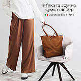 Жіноча Сумка-Шоппер на Блискавці з Натуральної Шкіри TAKEASY Охра Зроблено в ІТАЛІЇ Містка М'яка Без підкладки З кишенею всередині, фото 5