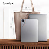 Шопер Takeasy Тілесний - Італійська жіноча м’яка сумка-шопер із натуральної шкіри без підкладки на блискавці з внутрішньою кишенею, фото 2