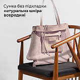 Жіноча Сумка-Шоппер на Блискавці з Натуральної Шкіри TAKEASY Пудра Зроблено в ІТАЛІЇ Містка М'яка Без підкладки З кишенею, фото 6