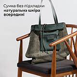 Жіноча Сумка-Шоппер на Блискавці з Натуральної Шкіри TAKEASY Темно-зелений Зроблено в ІТАЛІЇ Містка М'яка Без підкладки З кишенею, фото 6