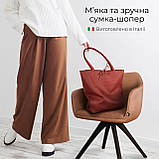 Жіноча Сумка-Шоппер на Блискавці з Натуральної Шкіри TAKEASY Теракотовий Зроблено в ІТАЛІЇ Містка М'яка Без підкладки З кишенею, фото 5
