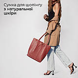 Шопер Takeasy Теракотовий - Італійська жіноча м’яка сумка-шопер із натуральної шкіри без підкладки на блискавці з внутрішньою, фото 6