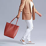 Шопер Takeasy Теракотовий - Італійська жіноча м’яка сумка-шопер із натуральної шкіри без підкладки на блискавці з внутрішньою, фото 7