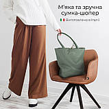 Жіноча Сумка-Шоппер на Блискавці з Натуральної Шкіри TAKEASY Шафрановий Зроблено в ІТАЛІЇ Містка М'яка Без підкладки З кишенею, фото 5