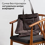 Шопер Takeasy Шоколадний - Італійська жіноча м’яка сумка-шопер із натуральної шкіри без підкладки на блискавці з внутрішньою, фото 5