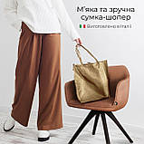 Жіноча Сумка-Шоппер на Блискавці з Натуральної Шкіри TAKEASY Блискучий золотий  Зроблено в ІТАЛІЇ Містка М'яка Без підкладки З, фото 5