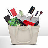 Шопер Takeasy Бежевий - Італійська жіноча м’яка сумка-шопер із натуральної шкіри з двома парами ручок на блискавці з підкладкою, фото 4