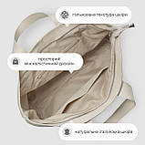 Шопер Takeasy Бежевий - Італійська жіноча м’яка сумка-шопер із натуральної шкіри з двома парами ручок на блискавці з підкладкою, фото 5
