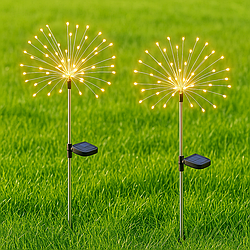 2шт Ліхтар садовий від сонячної панелі "Феєрверк", 90LED, 95см, ShowTime / Газонний світильник декоративний