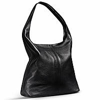 Хобо Takeasy Чорний - Італійська жіноча м’яка сумка-хобо із натуральної шкіри без підкладки на блискавці (011943-bla-D28)