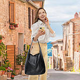 Хобо Takeasy Чорний - Італійська жіноча м’яка сумка-хобо із натуральної шкіри без підкладки на блискавці (011943-bla-D28), фото 7