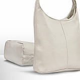 Хобо Takeasy Бежевий - Італійська жіноча м’яка сумка-хобо із натуральної шкіри без підкладки на блискавці (011943-bei-D37), фото 3