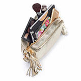 Крос-боді Takeasy Золотисто-сріблястий - Італійська жіноча м’яка сумка крос-боді із натуральної замші-металлік на блискавці з, фото 4