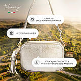 Крос-боді Takeasy Золотисто-сріблястий - Італійська жіноча м’яка сумка крос-боді із натуральної замші-металлік на блискавці з, фото 9