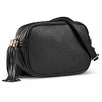 Крос-боді Takeasy Чорний - Італійська жіноча м’яка сумка крос-боді із натуральної шкіри на блискавці з підкладкою внутрішньою