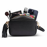 Крос-боді Takeasy Чорний - Італійська жіноча м’яка сумка крос-боді із натуральної шкіри на блискавці з підкладкою внутрішньою, фото 3