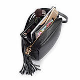 Крос-боді Takeasy Чорний - Італійська жіноча м’яка сумка крос-боді із натуральної шкіри на блискавці з підкладкою внутрішньою, фото 4