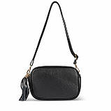 Крос-боді Takeasy Чорний - Італійська жіноча м’яка сумка крос-боді із натуральної шкіри на блискавці з підкладкою внутрішньою, фото 7