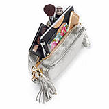 Крос-боді Takeasy Сріблястий - Італійська жіноча м’яка сумка крос-боді із натуральної замші-металлік на блискавці з підкладкою, фото 4