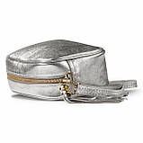 Крос-боді Takeasy Сріблястий - Італійська жіноча м’яка сумка крос-боді із натуральної замші-металлік на блискавці з підкладкою, фото 5