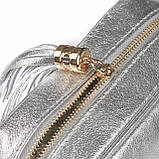 Крос-боді Takeasy Сріблястий - Італійська жіноча м’яка сумка крос-боді із натуральної замші-металлік на блискавці з підкладкою, фото 6
